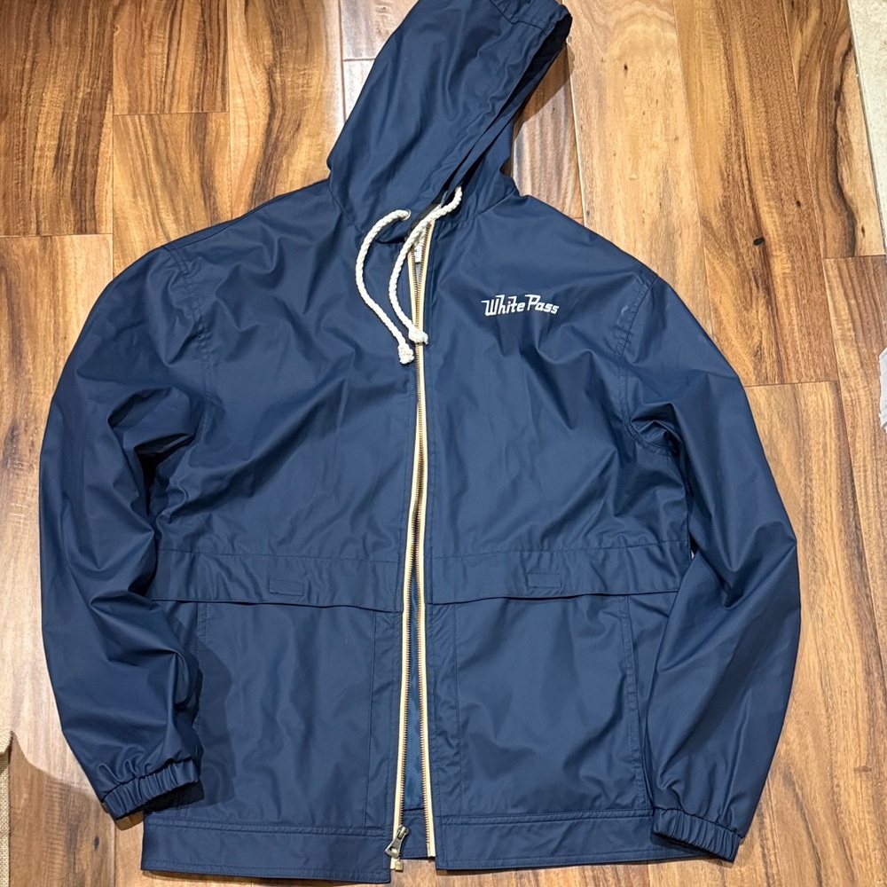 Weatherproof  Vintage Dark Blue Raincoat with Hood
